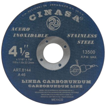 DISCO DE CORTE 115 X 1.0 X 22.2 ACERO INOX A40