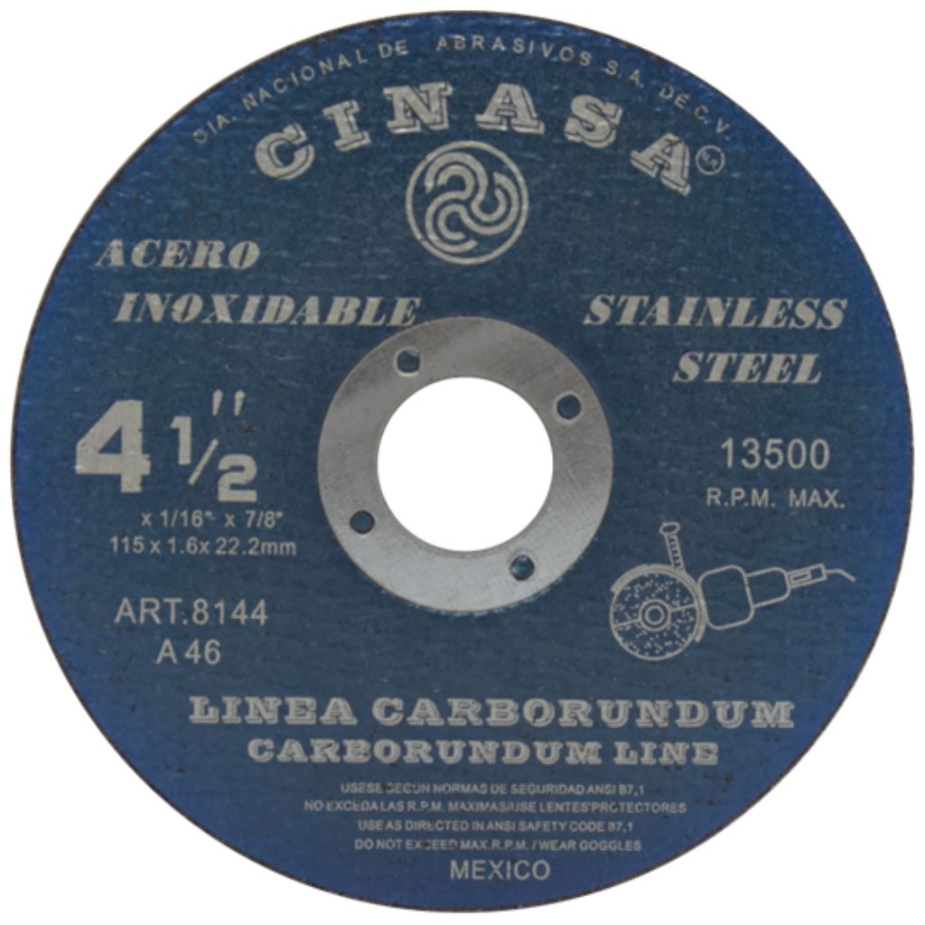 DISCO DE CORTE 115 X 1.0 X 22.2 ACERO INOX A40