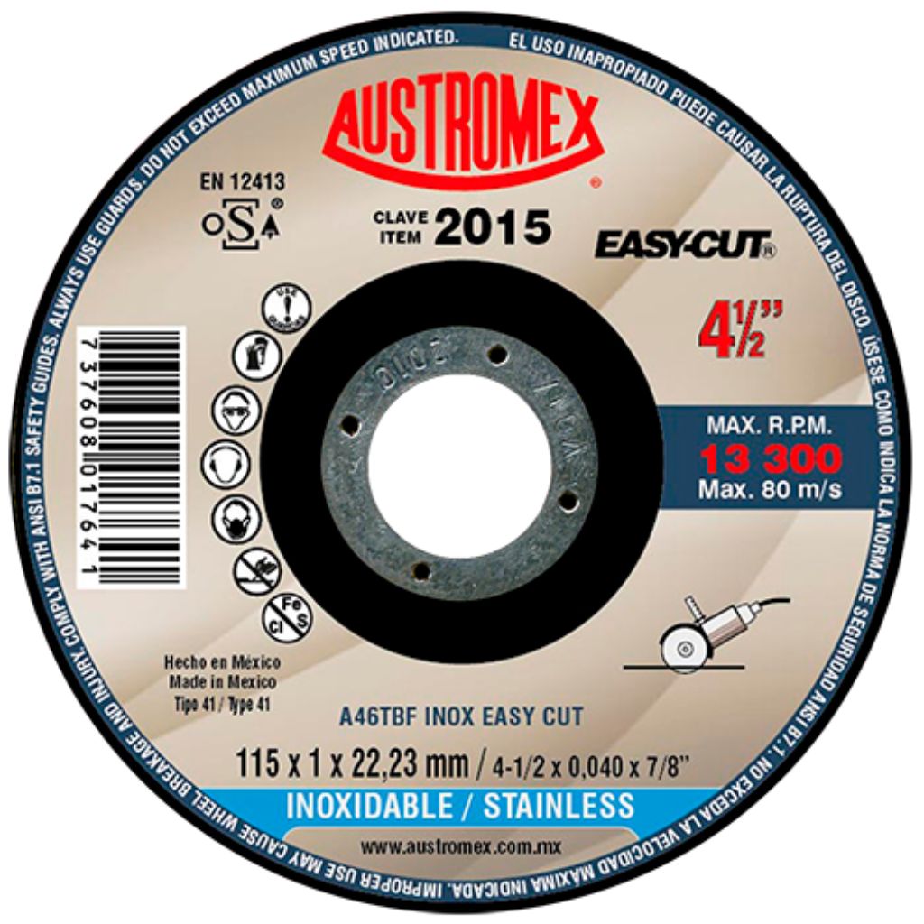 DISCO DE CORTE 115 X 1 X 22.2 MM. AA46T-INOX- EASY CUT DISCO DE CORTE 115 X 1 X 22.2 MM. AA46T-INOX- EASY CUT