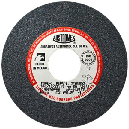 Rueda Abrasiva para esmerilar todo tipo de acero, hierro forjado de 100 x 13 x 25.40 mm