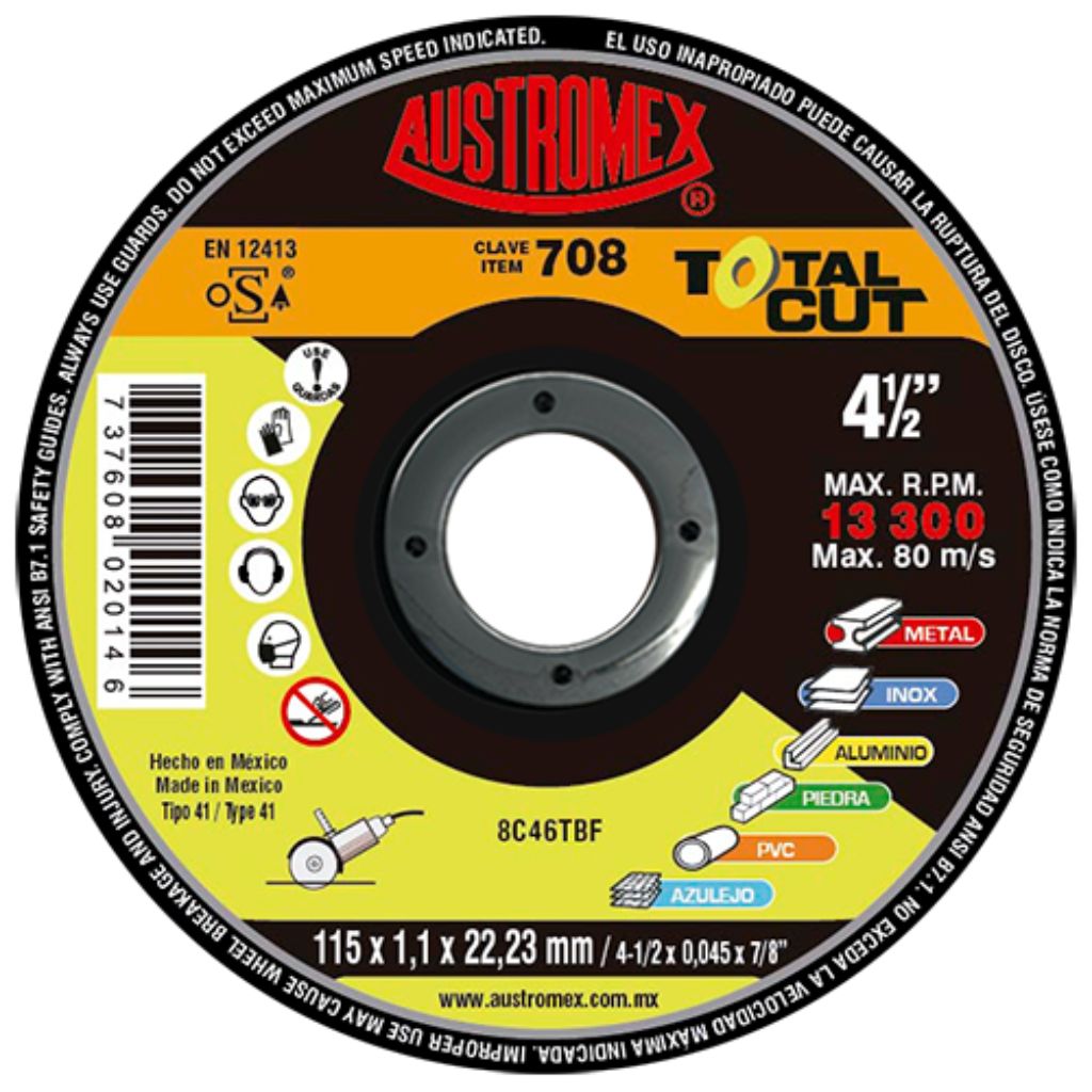 DISCO DE CORTE T.41 115 X 1.1 X 22.23 MM DISCO DE CORTE T.41 115 X 1.1 X 22.23 MM