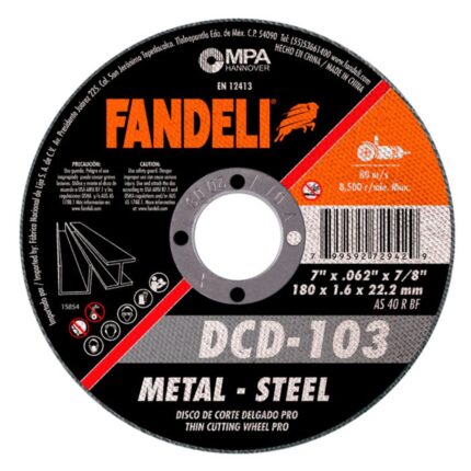 DISCO DE CORTE DELGADO FANDELI METAL PRO 180mm x 2.0mm x 22.2mm