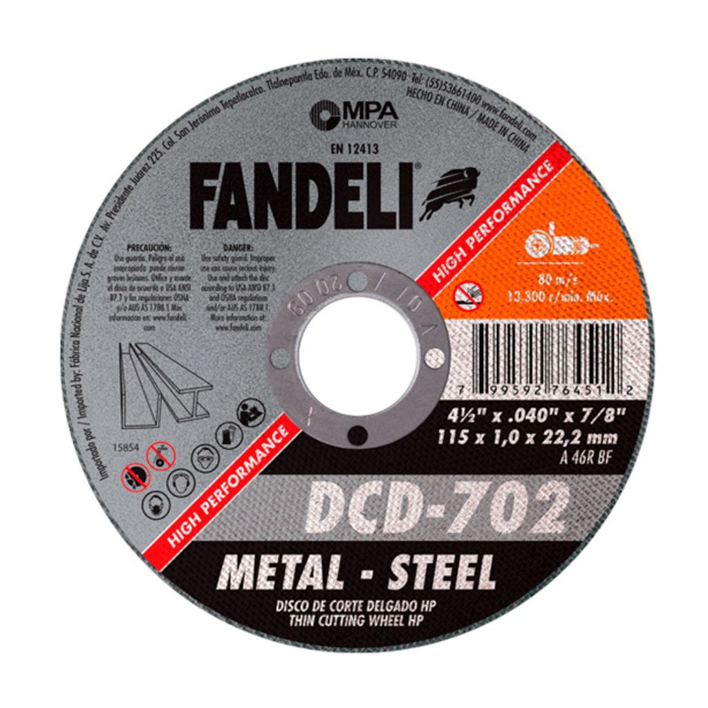 DISCO DE CORTE DELGADO FANDELI METAL HP 115 x 1,0 x 22,2 DISCO DE CORTE DELGADO FANDELI METAL HP 115 x 1,0 x 22,2