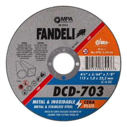 DISCO DE CORTE DELGADO FANDELI METAL HP 115mm x 1.0mm x 22.2mm